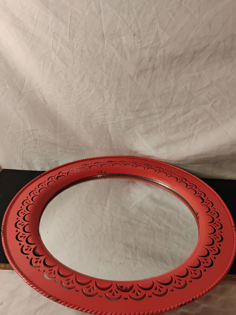 Vintage Round Etched Mirror/Dresser Tray